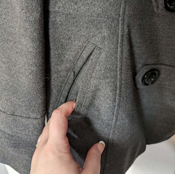 Preppy American Rag Double Breasted Grey Pea Coat Women's Size Large *FLAW* - Picture 7 of 10